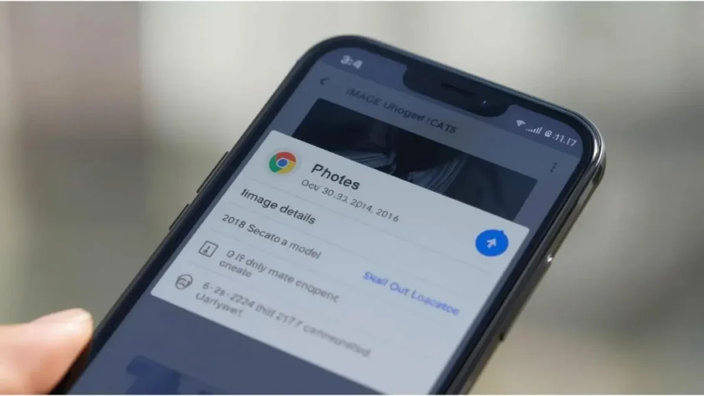 Google Photos showing image details and location metadata on Android