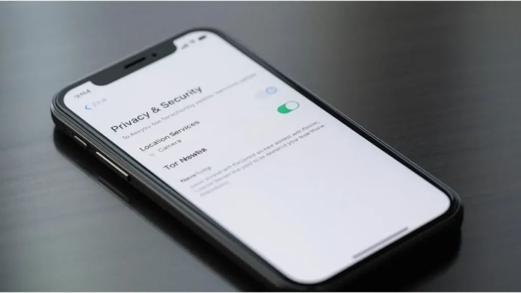 iPhone settings showing camera location services turned off