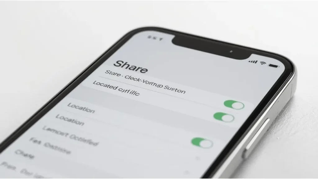 iPhone share options screen with location metadata disabled