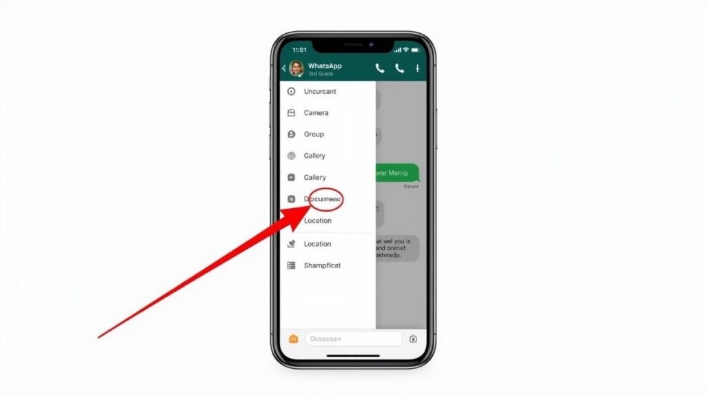 WhatsApp share menu showing Document option to strip metadata safely