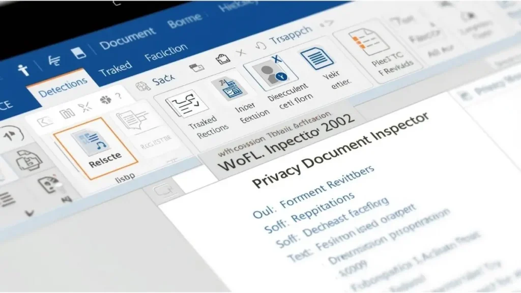 Microsoft Word Document Inspector tool scanning file for hidden metadata
